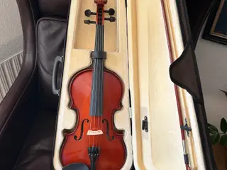 Violin med bue og kasse