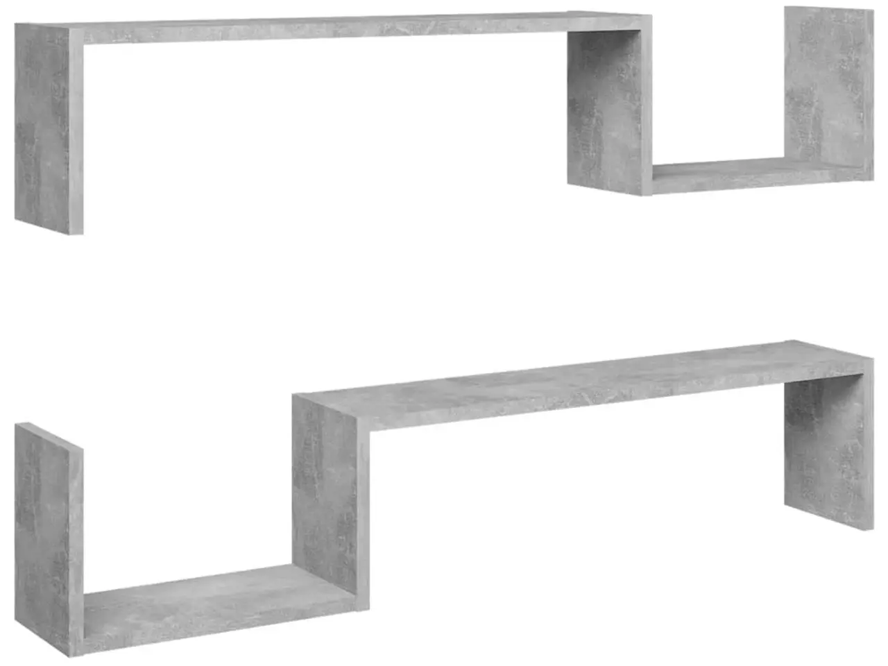 Billede 2 - Væghylder 2 stk. 100x15x20 cm konstrueret træ betongrå