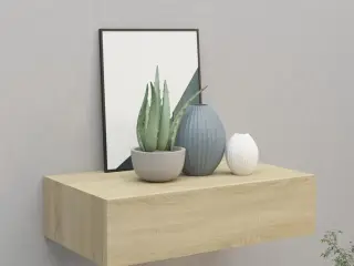 Væghylde med skuffe 40x23,5x10 cm MDF egetræsfarvet