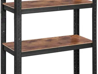 Reol med hylder 40 × 80 × 160 cm, 520 kg bæreevne, industrielt look, justerbare opbevaringshylder, rustik brun/sort (GLR044B11)