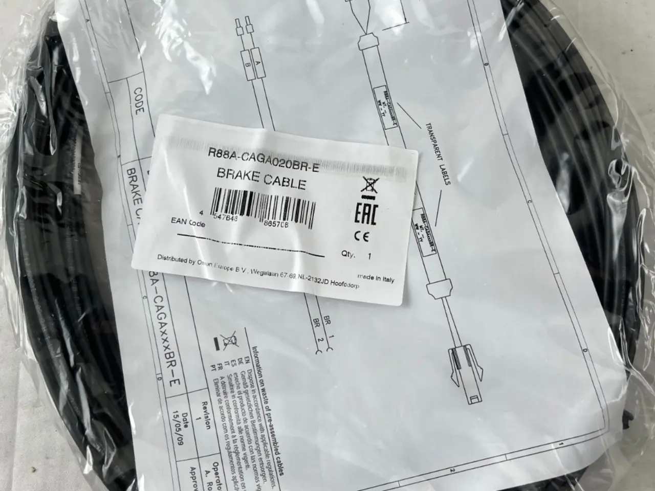 Billede 1 - Omron R88A-CAGA020BR-E servomotor Brake kabel 20 m