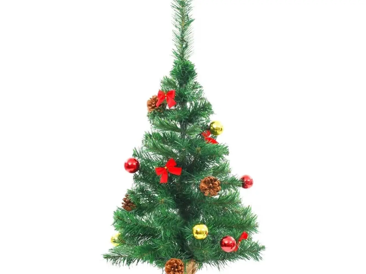 Billede 5 - Kunstigt juletræ med LED-lys og julekugler 64 cm - grøn