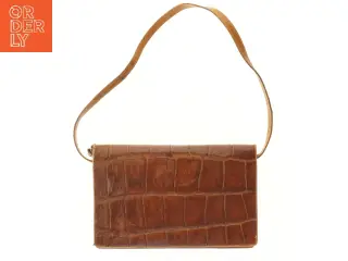 Brun læder skuldertaske (str. 32x21 cm)