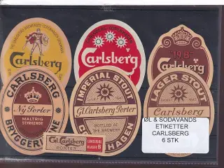 Øl og Sodavands Etiketter - Carlsberg - 6 Stk.