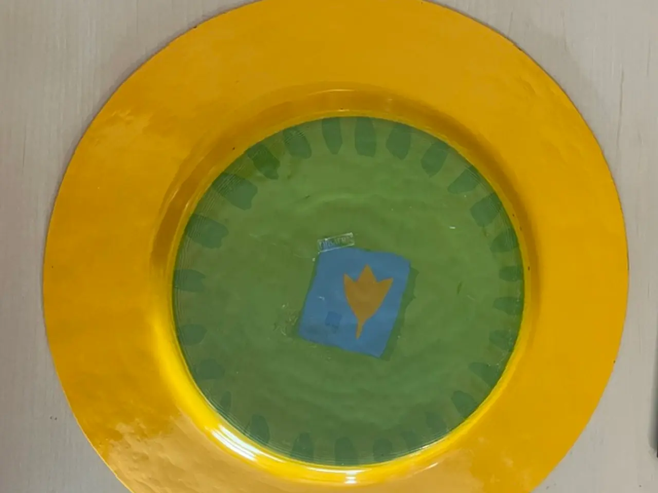 Billede 5 - Stort farverigt Dibbern glasfad/tallerken D 34cm