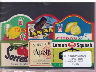 Øl og Sodavands Etiketter - Struer Bryghus - 6 Stk.
