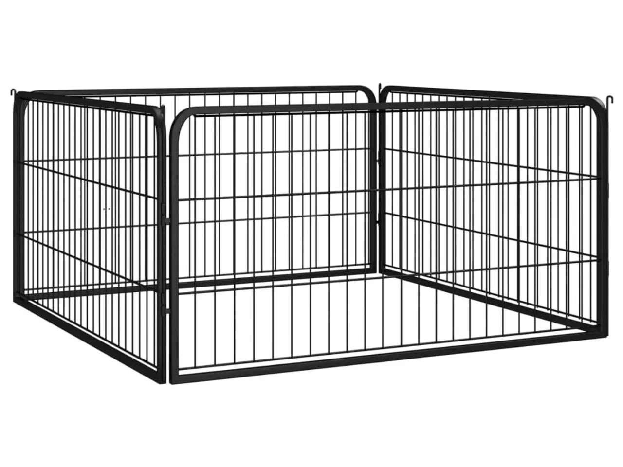 Billede 1 - Hundegård med 4 paneler - 100 x 100 x 50 cm, sort