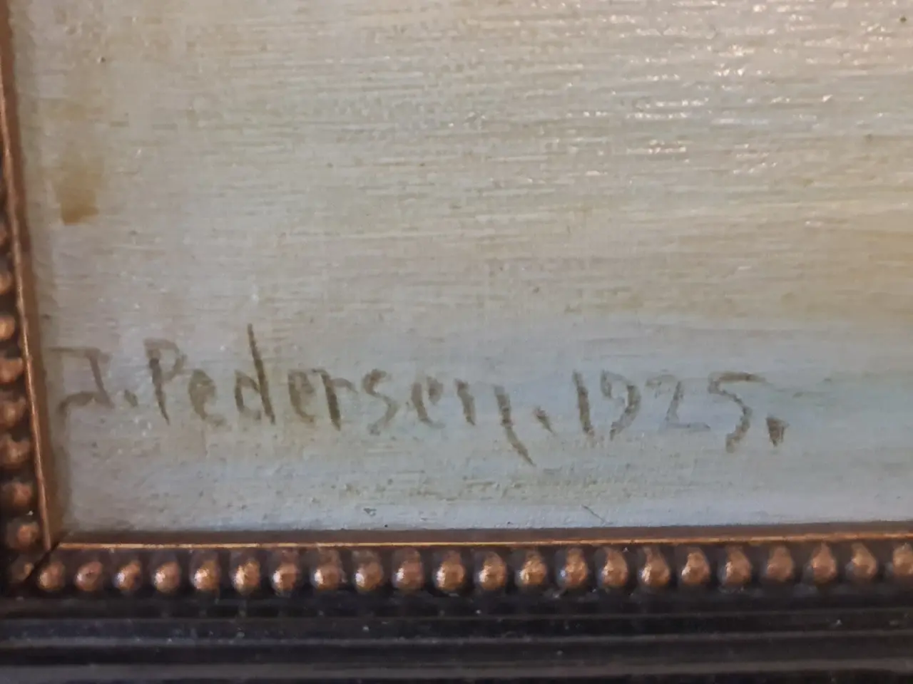 Billede 4 - Ældre signeret oliemaleri fra 1925 – sø- og skov