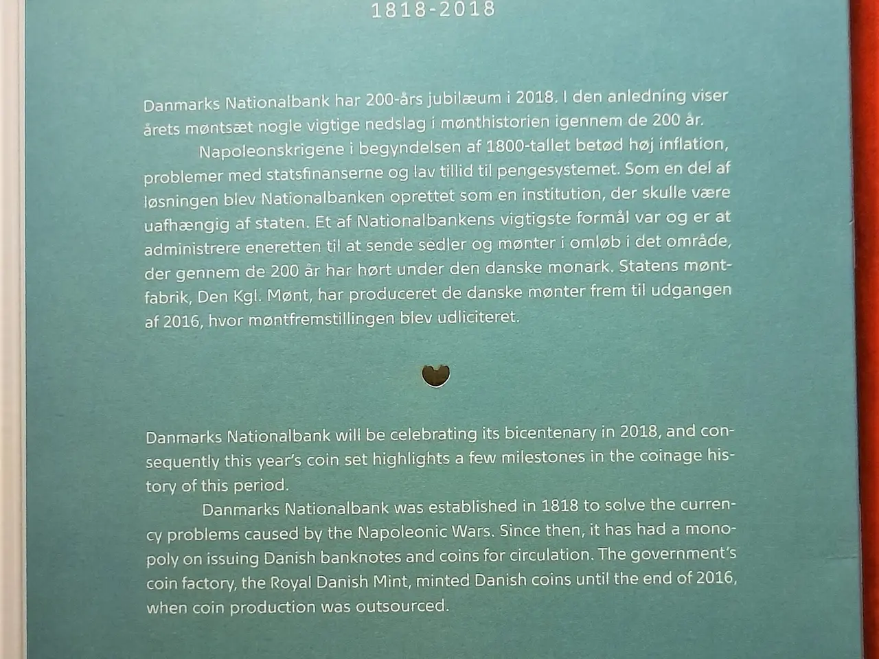 Billede 8 - DET KGL MØNTSÆT 2018 DANMARKS NATIONAL BANK 200 ÅR