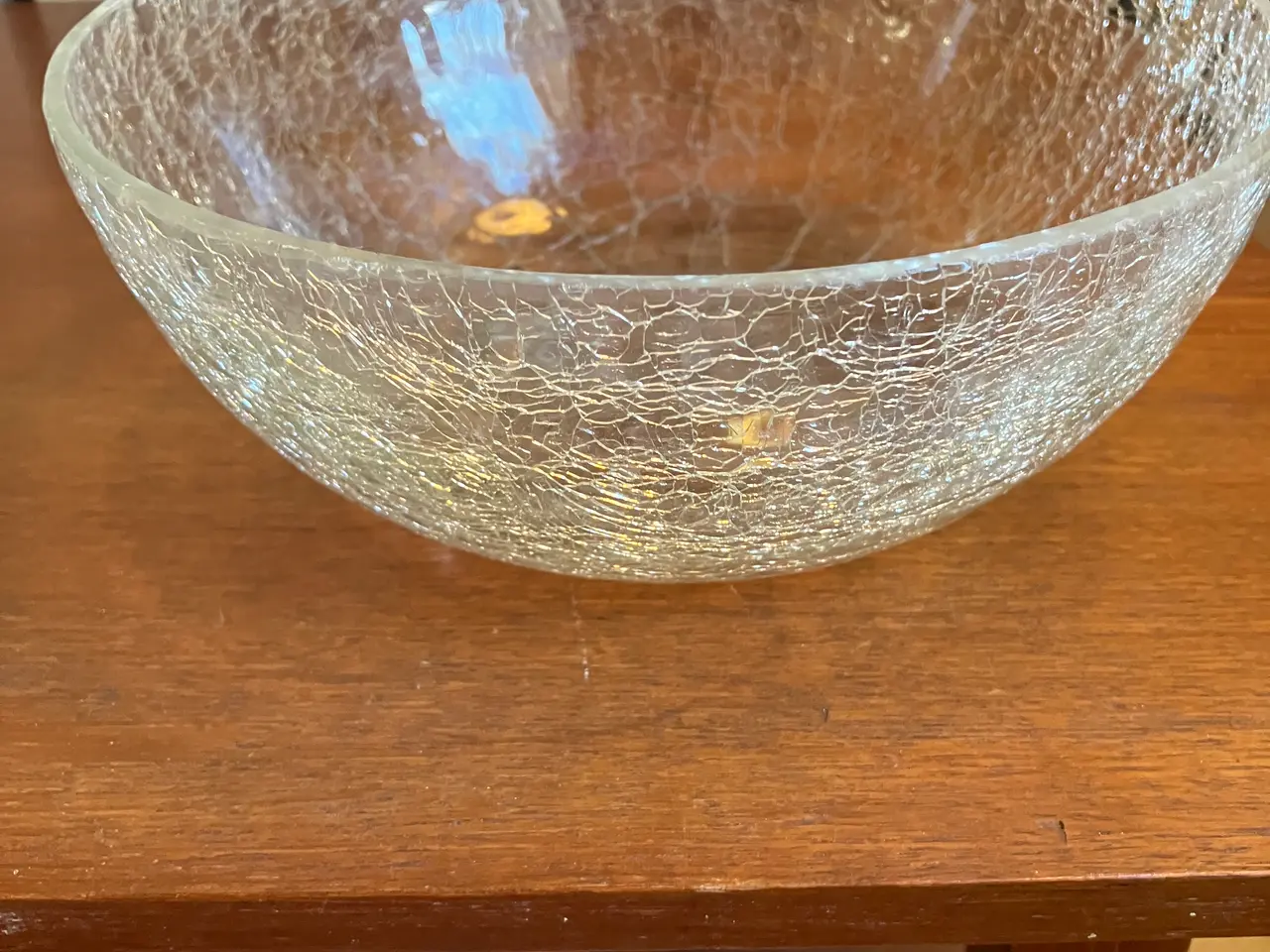 Billede 3 - Vintage opsats i metal med krakleret skål i glas.
