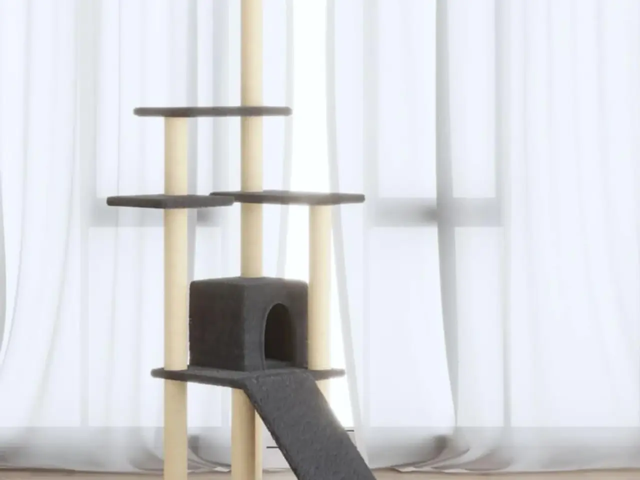 Billede 1 - Kradsetræ med sisal og rampe - 155 cm, mørkegrå