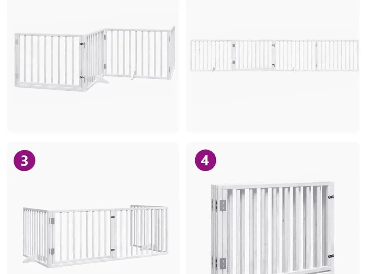 Billede 7 - Hundelåge med dør 4 paneler 320 cm foldbar hvid