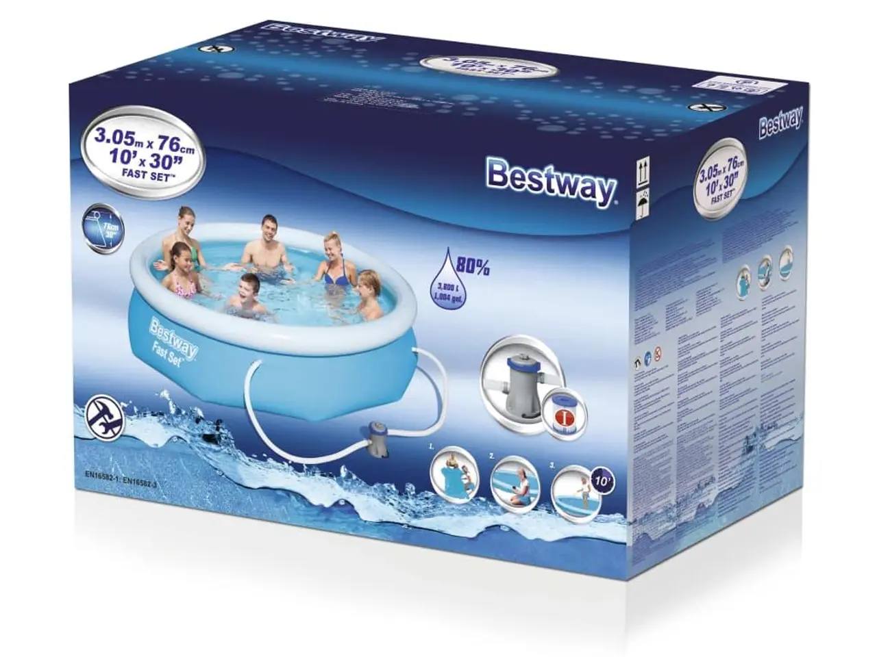 Billede 6 - Bestway Fast Set swimmingpoolsæt 305 × 76 cm - med filterpumpe