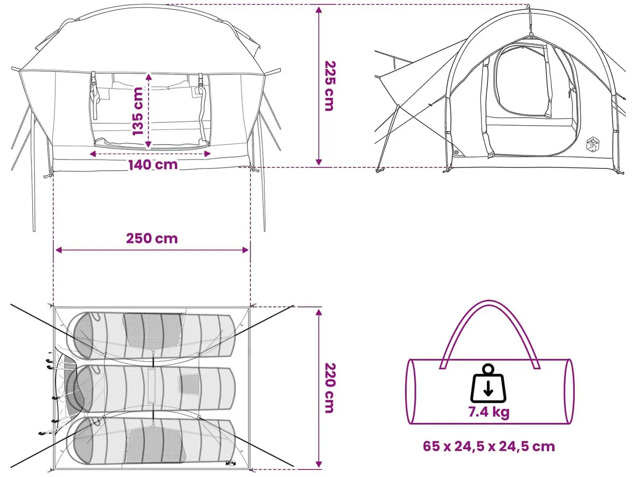 Billede 13 - Bil telt med tag - grøn 239 × 210 × 210 cm, polyester og stål