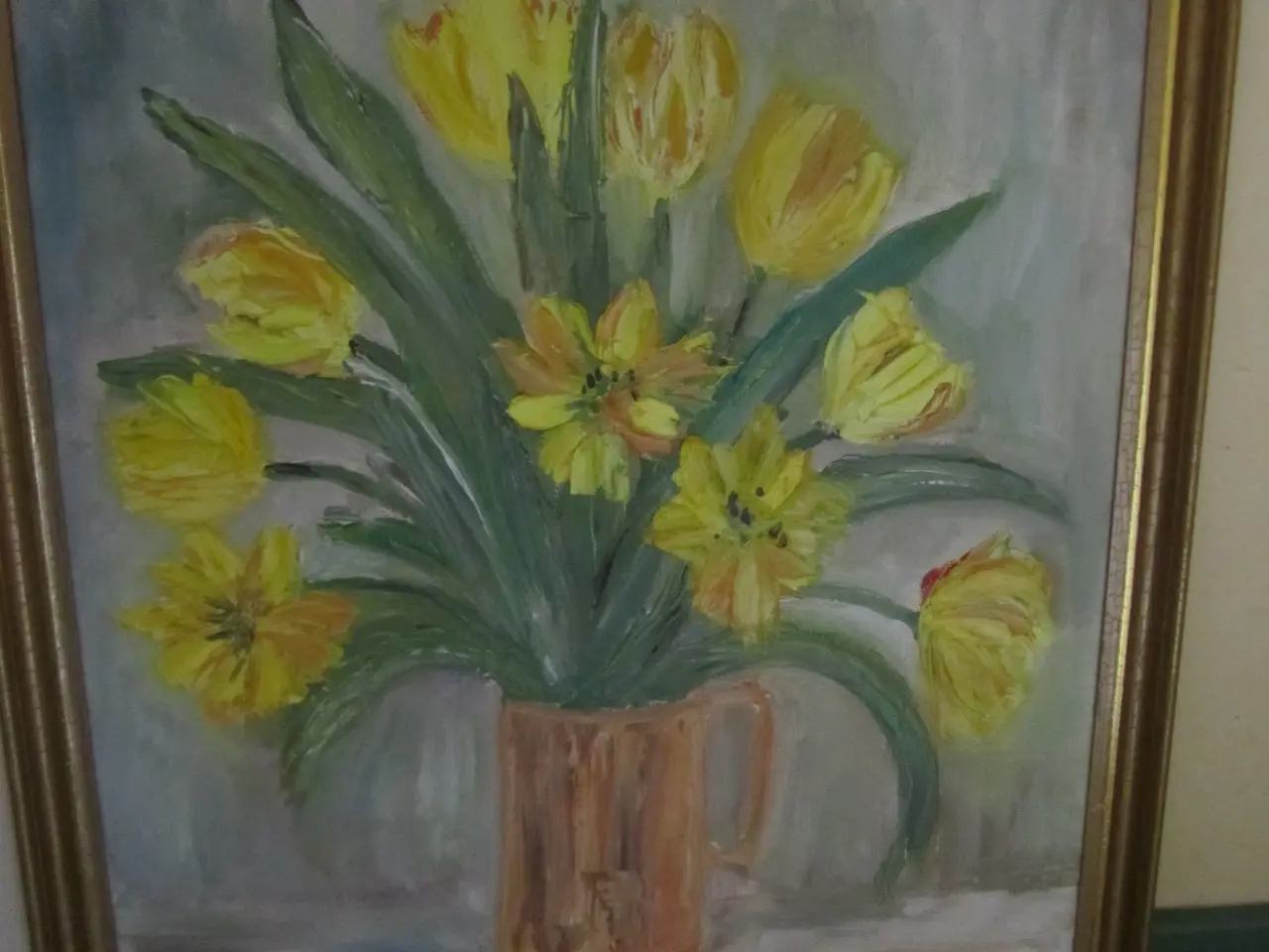 Billede 1 - MALERI AF SMUKKE GULE BLOMSTER. BYD.