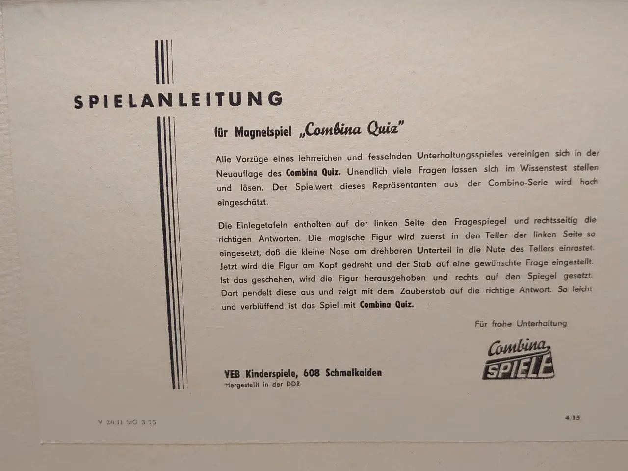 Billede 4 - Combina magnetisk Quiz spil fra 1965.
