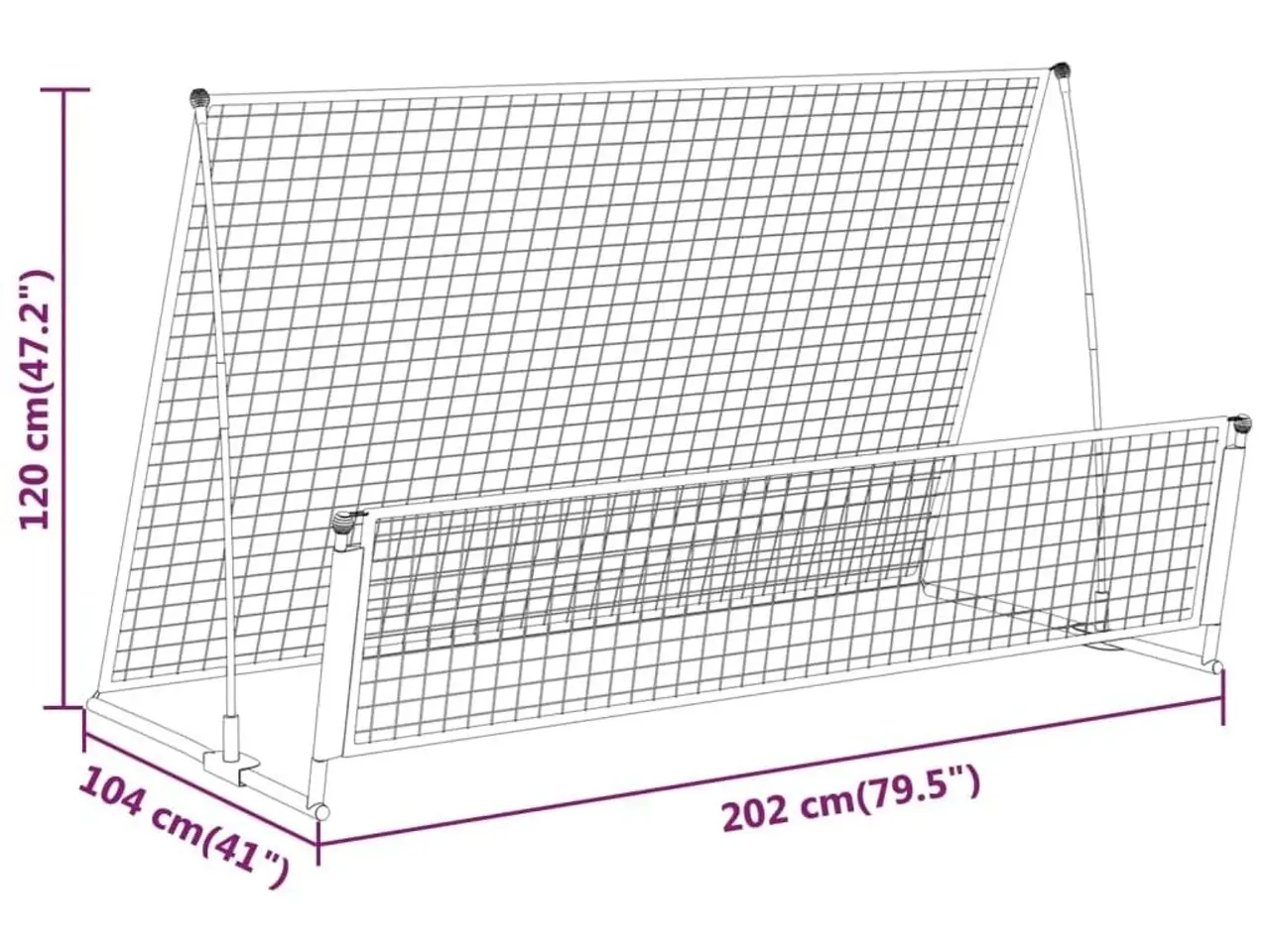 Billede 6 - 2-i-1 fodbold-rebounder 202×104×120 cm - stål, sort