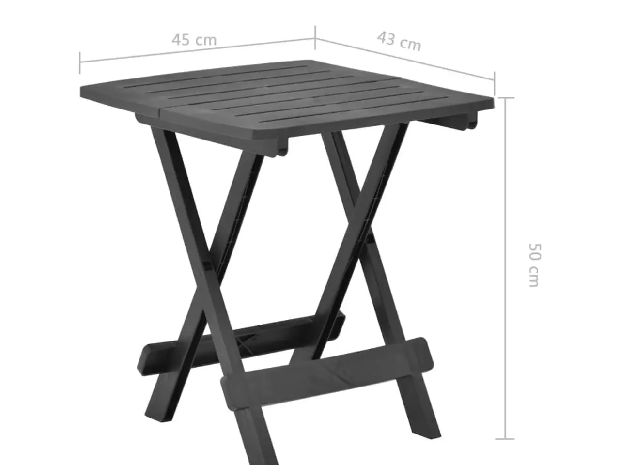 Billede 7 - Foldbart havebord i plastik - 45 × 43 × 50 cm, antracitgrå