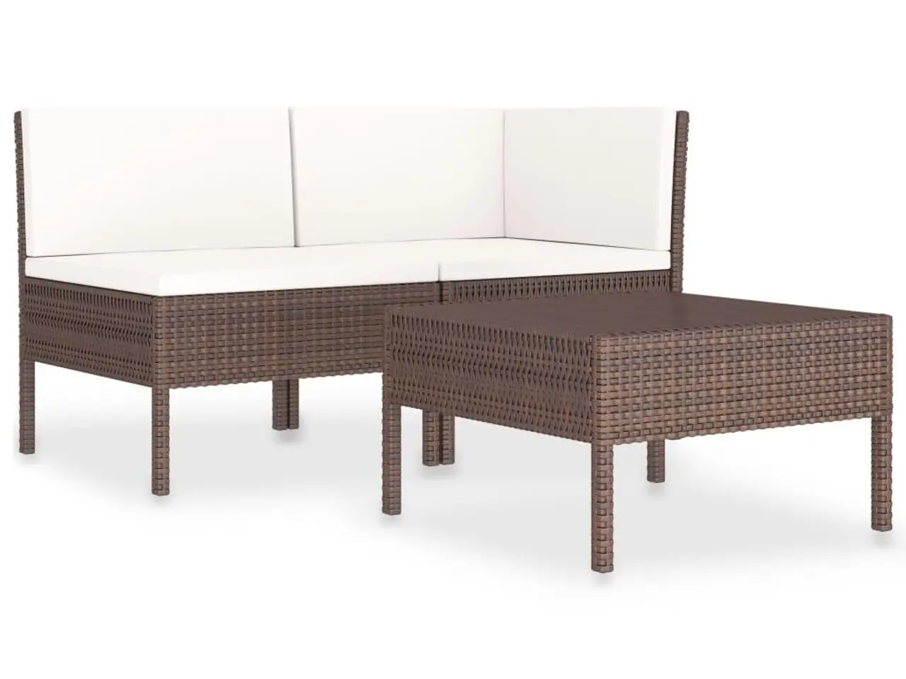 Billede 2 - Loungesæt til haven 3 dele med hynder polyrattan brun