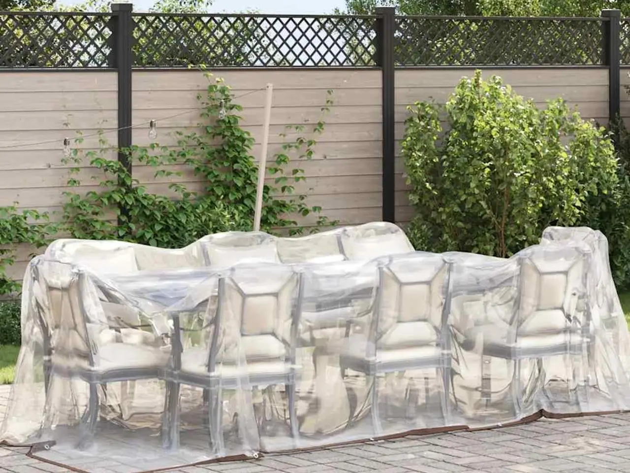 Billede 2 - Klar presenning med øjer 2 × 8 m - polyethylen, transparent/sort