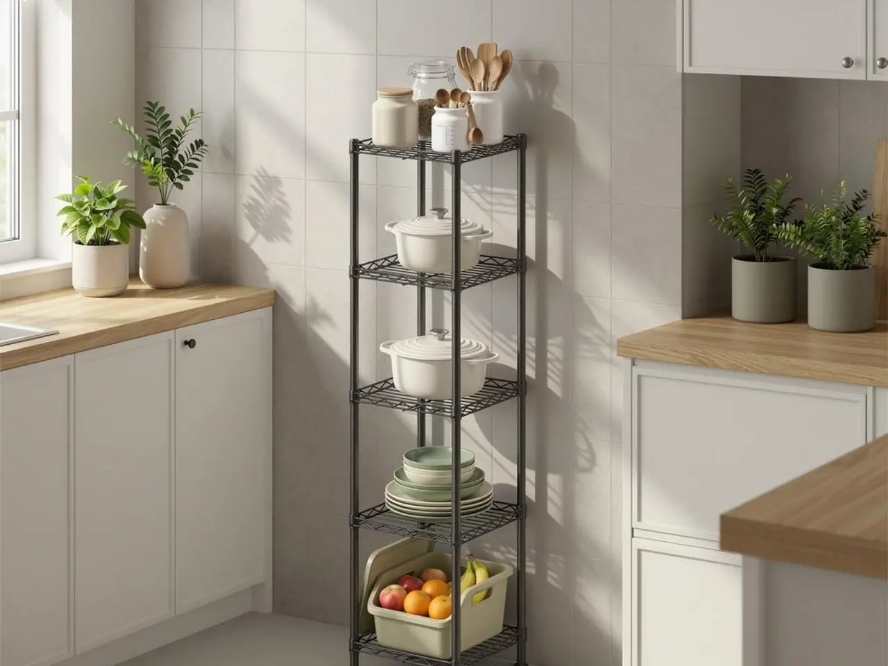 Billede 4 - Slank metalreol med 5 hylder 30 x 30 x 121 cm - sort
