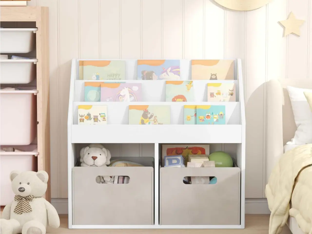 Billede 4 - Børnebogreol Hvid 72,5 x 29,5 x 69 cm Konstrueret træ