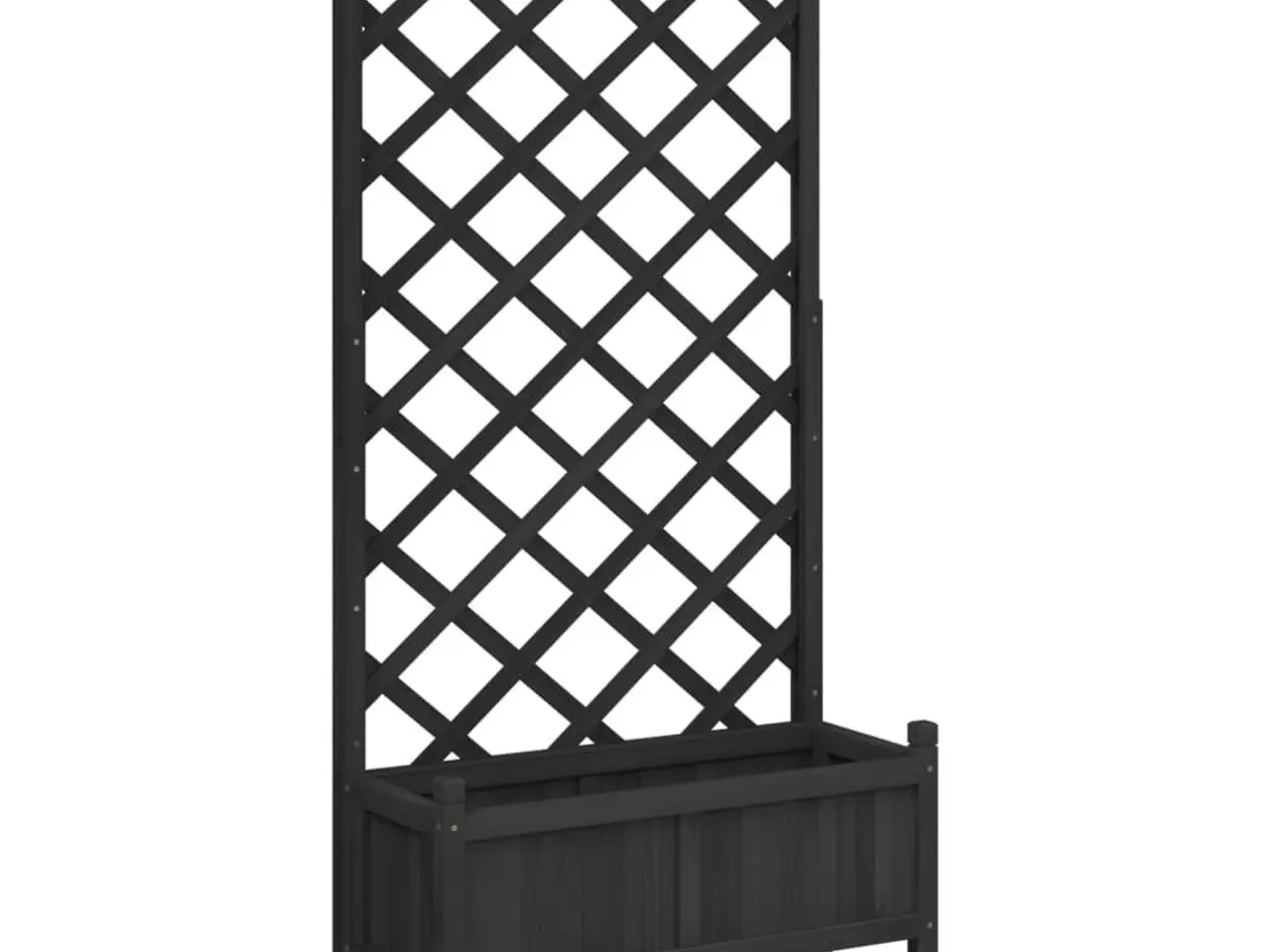 Billede 2 - Plantekasse med espalier og hjul massivt fyrretræ sort