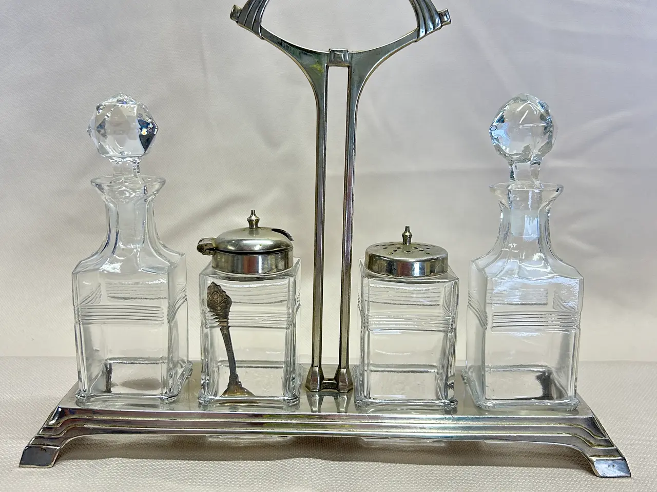 Billede 1 - Antik Plat de menage / krydderisæt – Art Deco
