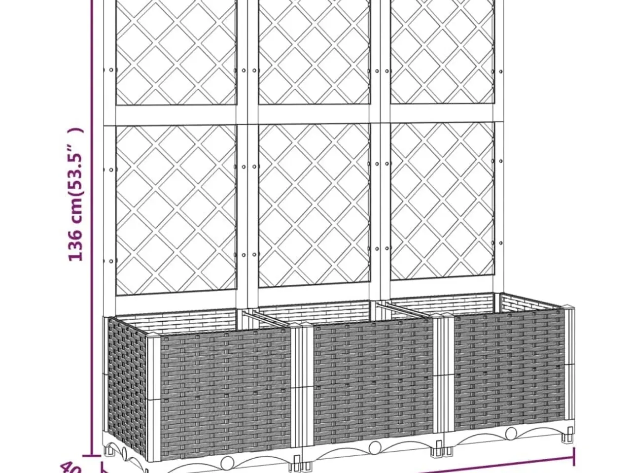 Billede 8 - Haveplantekasse med espalier - sort PP 120×40×136 cm