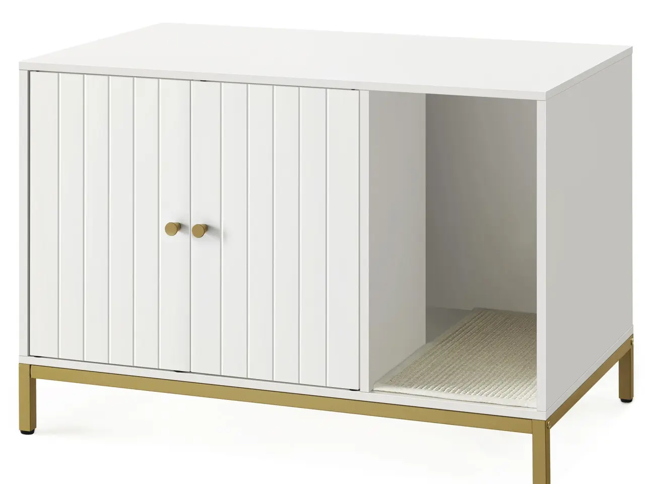 Billede 1 - Kattebakkeskab - hvid/guld, 80 x 50 x 55 cm
