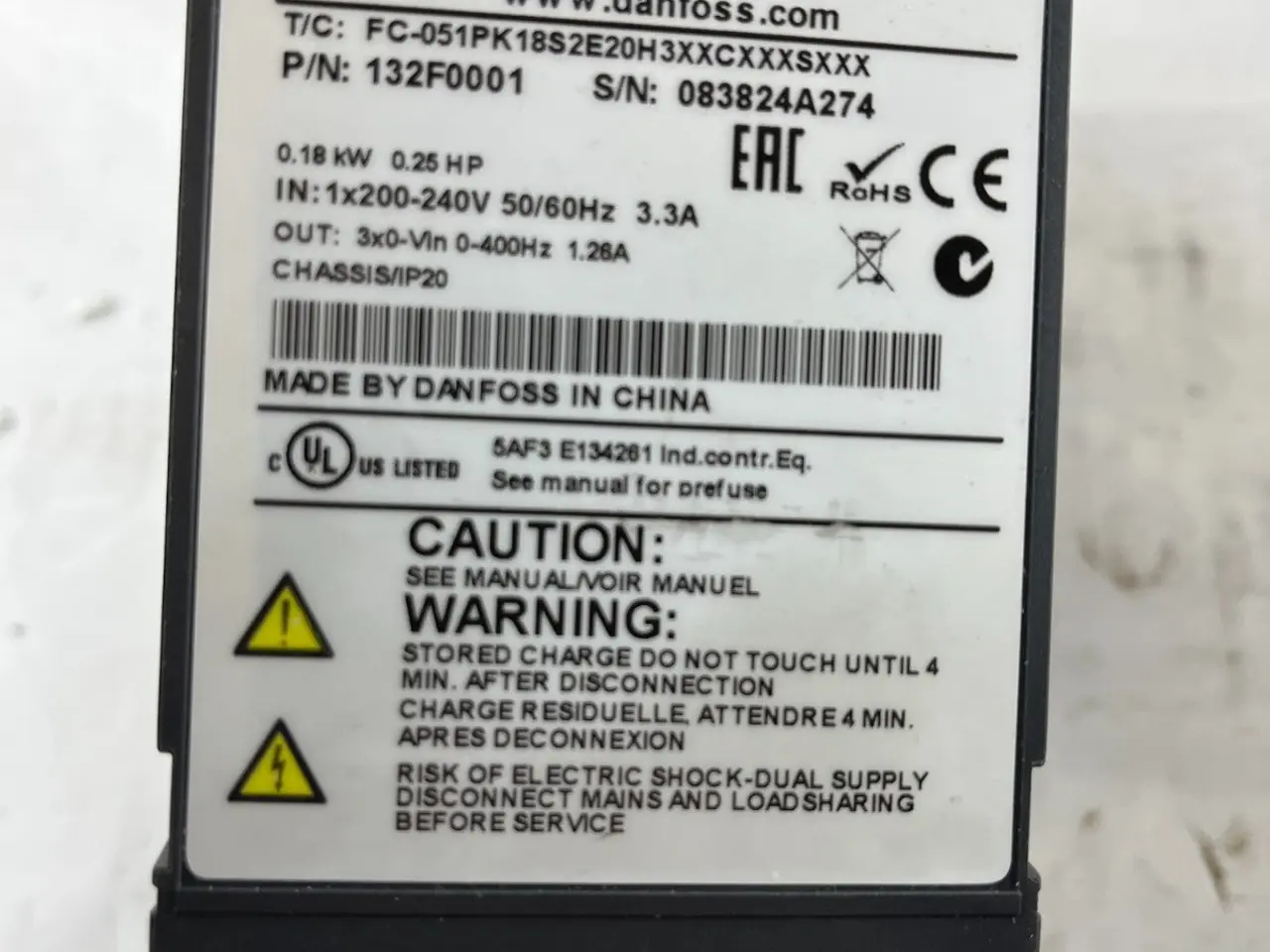 Billede 2 - Danfoss VLT Micro Drive FC-051PK18S2E20H3 VFD