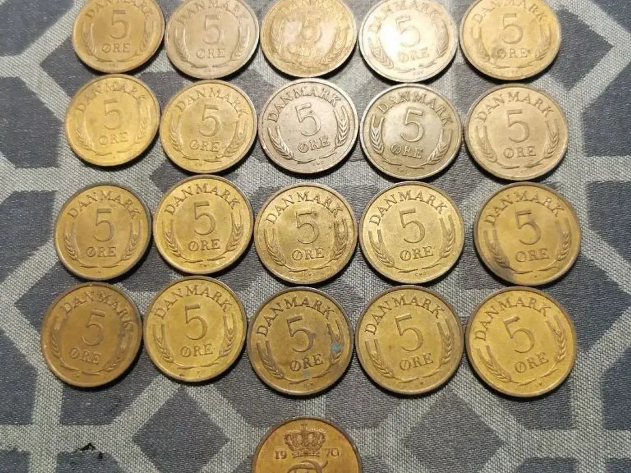Billede 1 - 21 stk 5øre fra 1970.