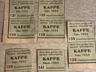 Rationeringsmærker til kaffe efter 2. Verdenskrig
