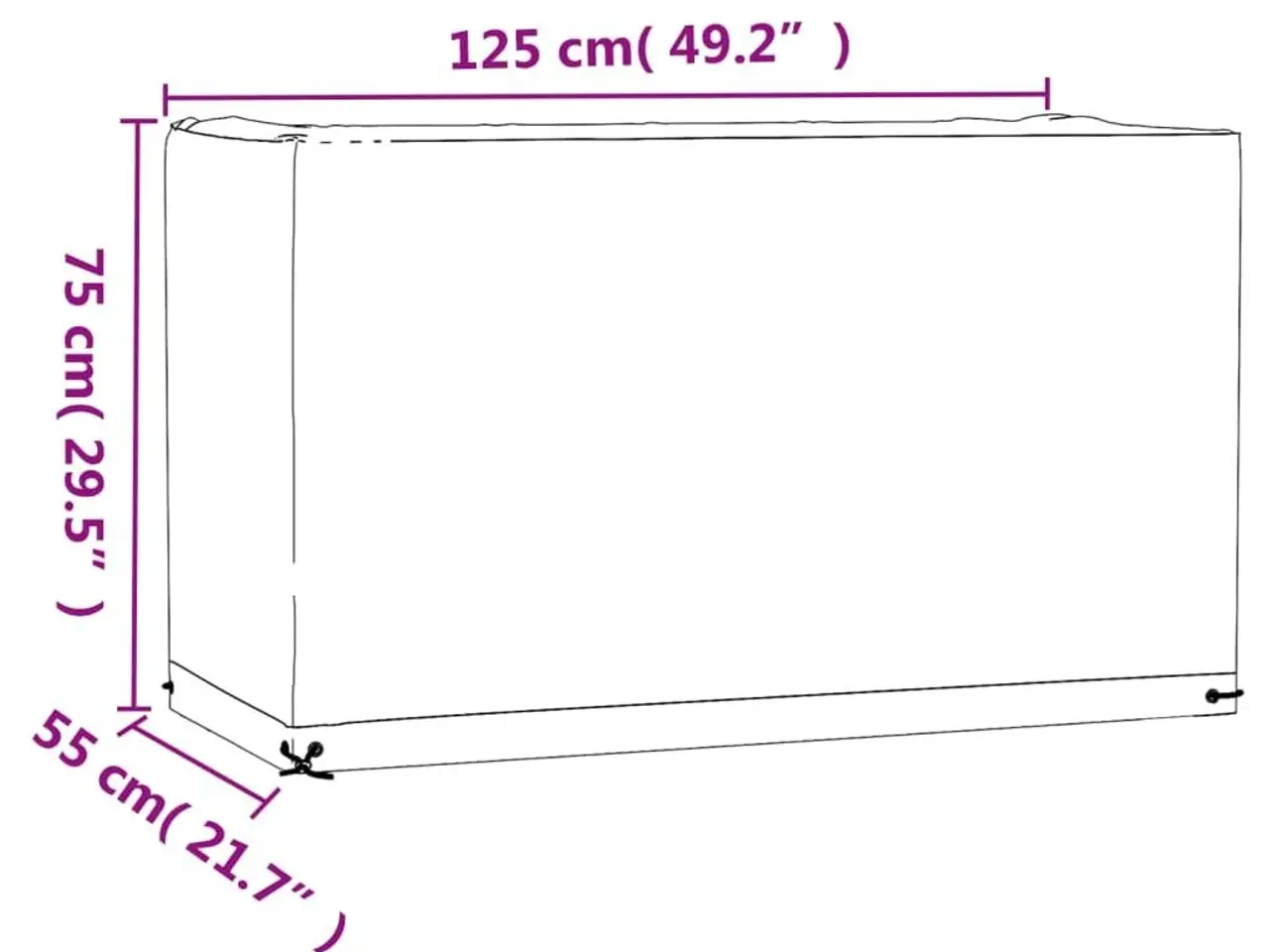 Billede 8 - Havemøbelovertræk rektangulært 125 x 55 x 75 cm - sort