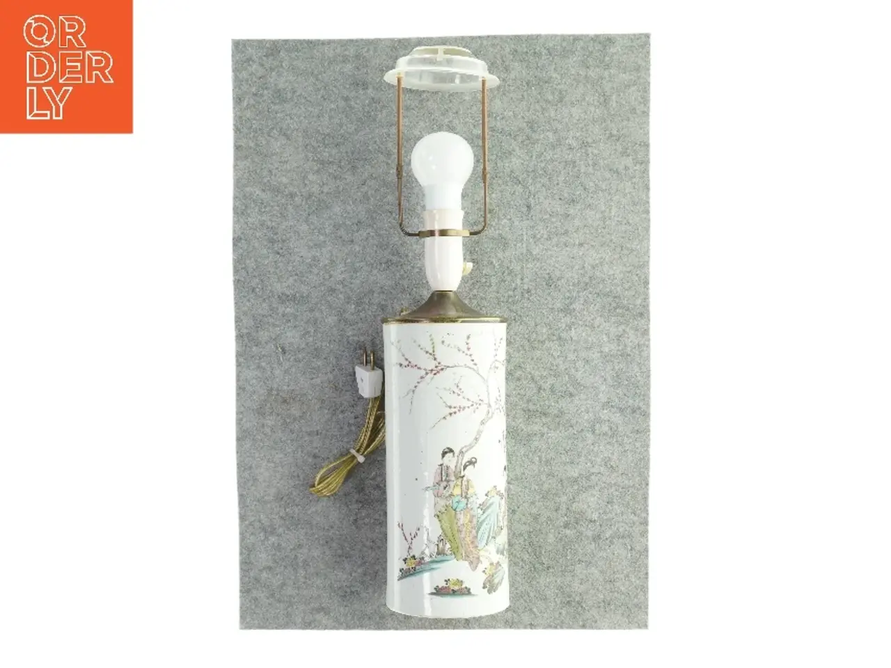 Billede 1 - kinesisk Bordlampe med moti (str. HØ: 52x11 cm)