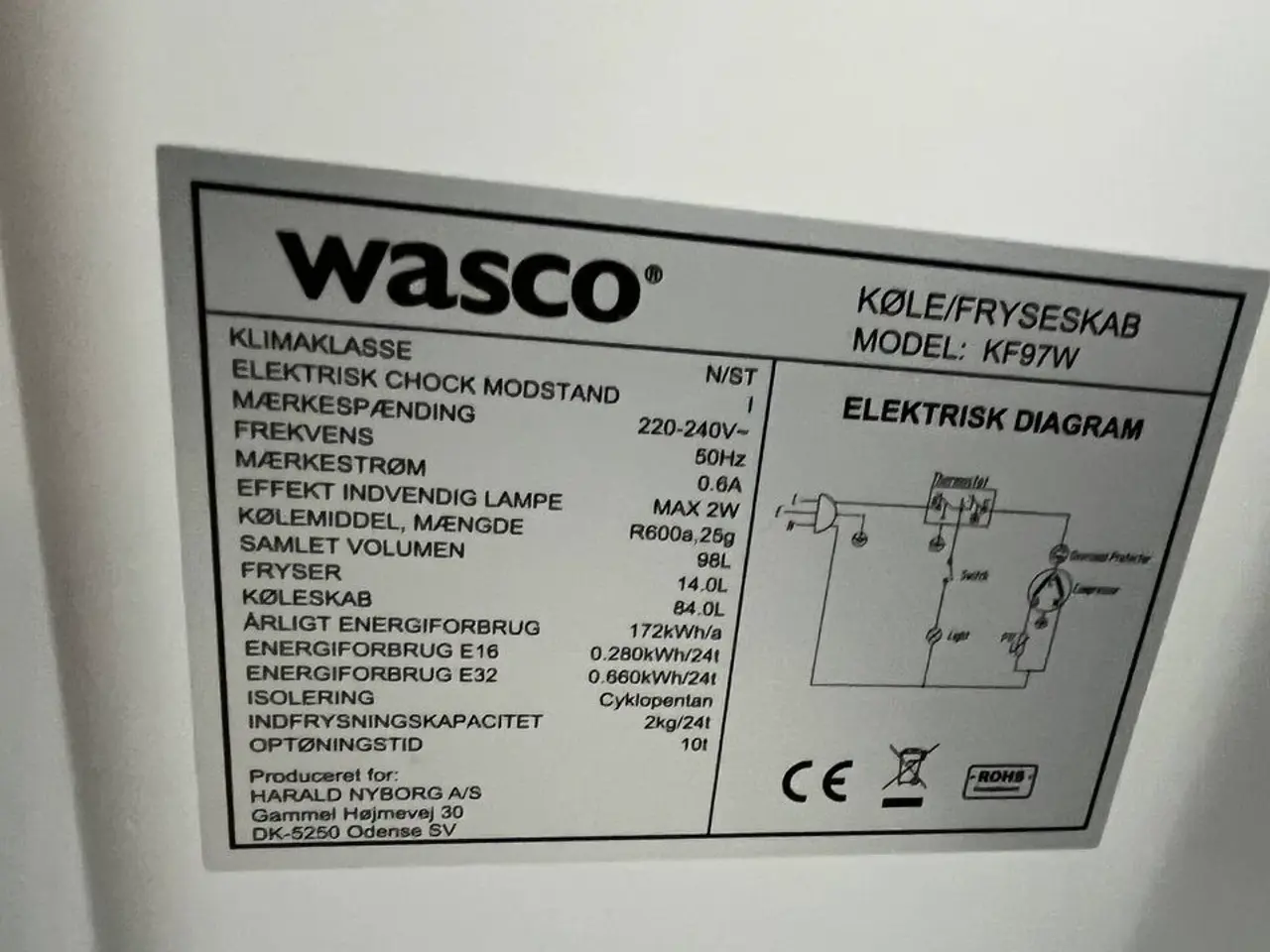 Billede 4 - Køle- fryseskab WASCO KF97W