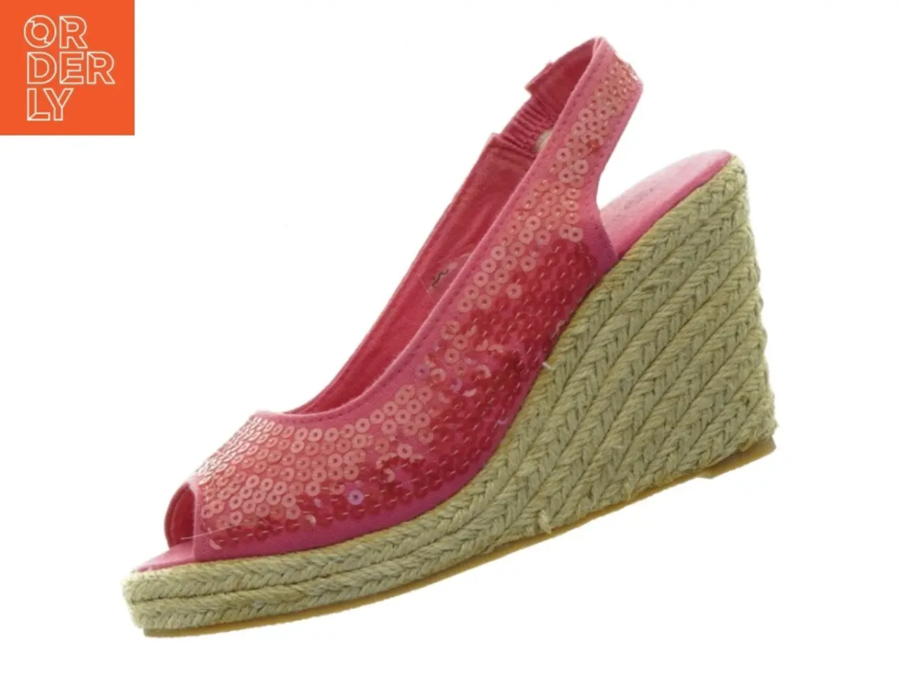 Billede 1 - Røde stof wedges sandaler med palietter fra ILSE JACOBSEN Hornbæk (str. 37)