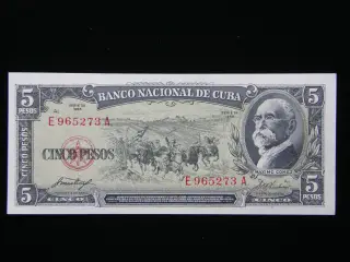 Cuba 5 Pesos 1958 P91a Unc.