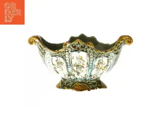 Antik Majolica Jardiniere skål på fod (str. 11x13x22 cm)