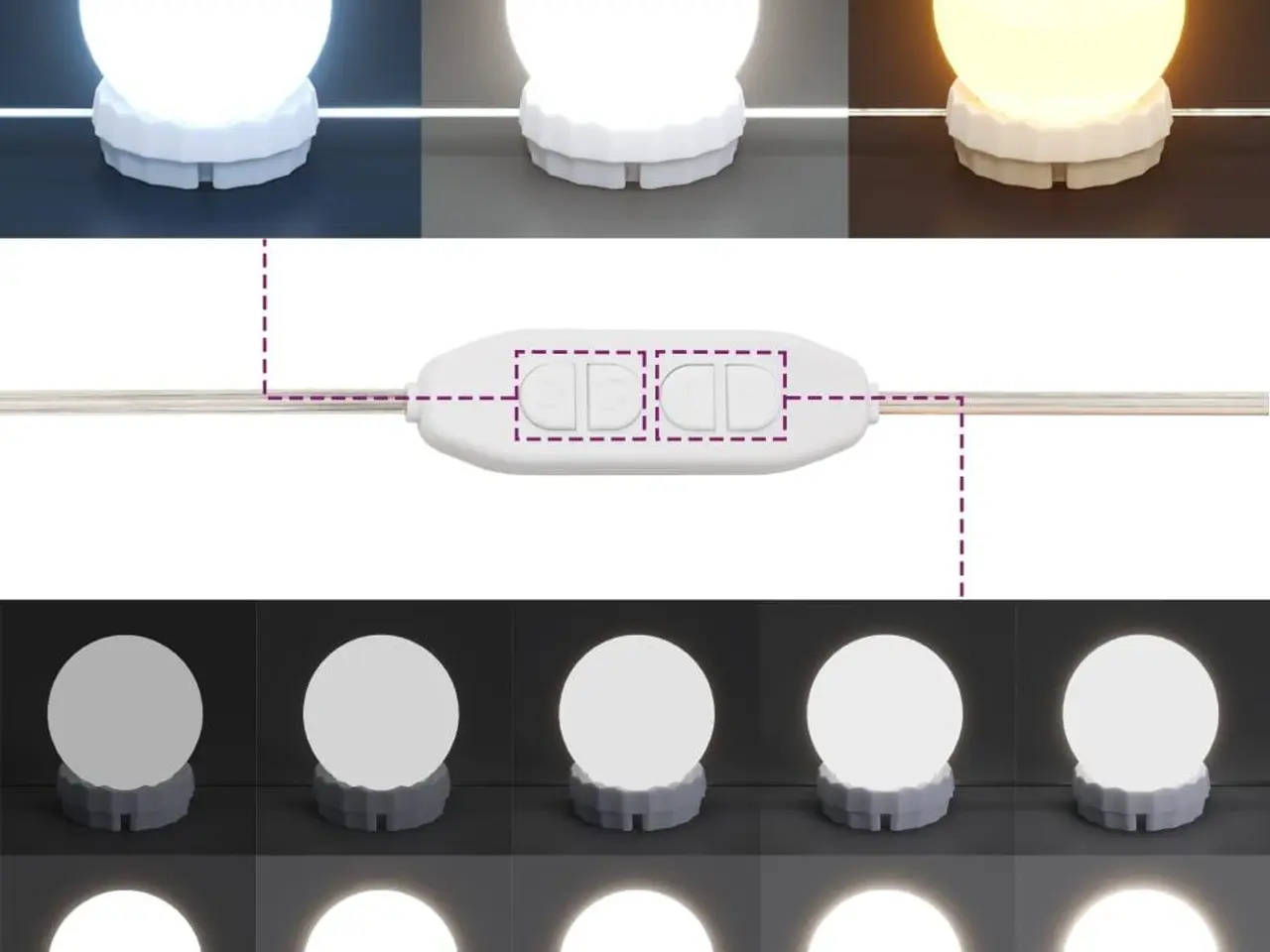 Billede 10 - Makeupbord med LED-lys 60×40×140 cm - hvid