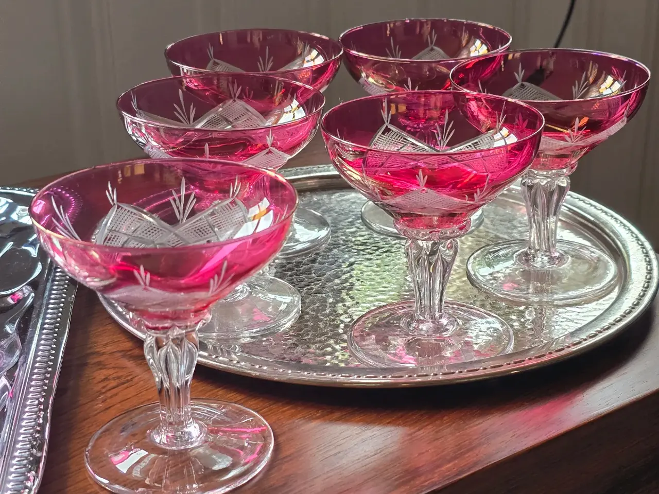Billede 1 - Champagne glas Bøhmisk Røde