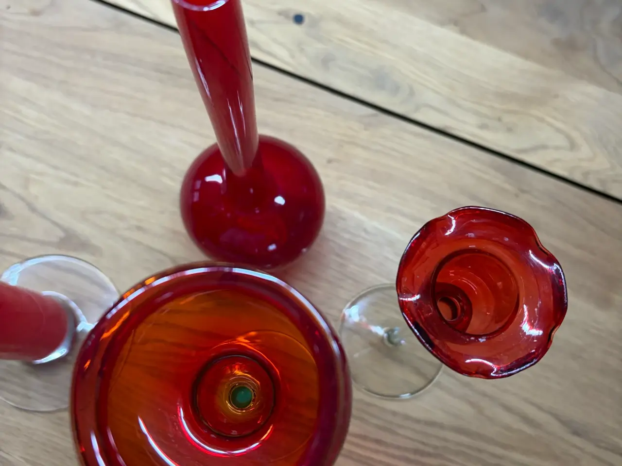 Billede 5 - Rødt vintage glas – 4 smukke dekorationsstykker