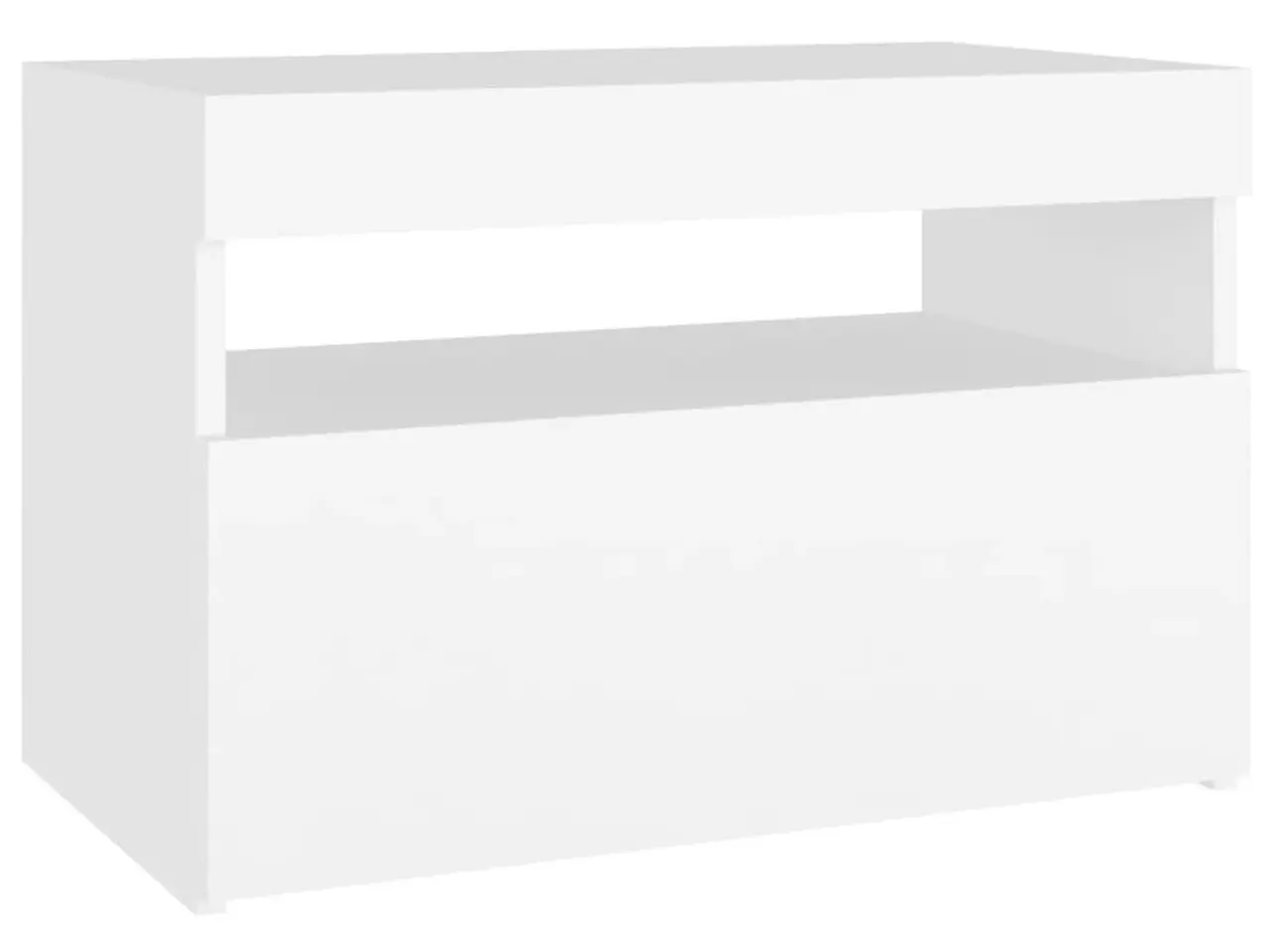 Billede 8 - Sengebord med LED-lys 60x35x40 cm konstrueret træ hvid