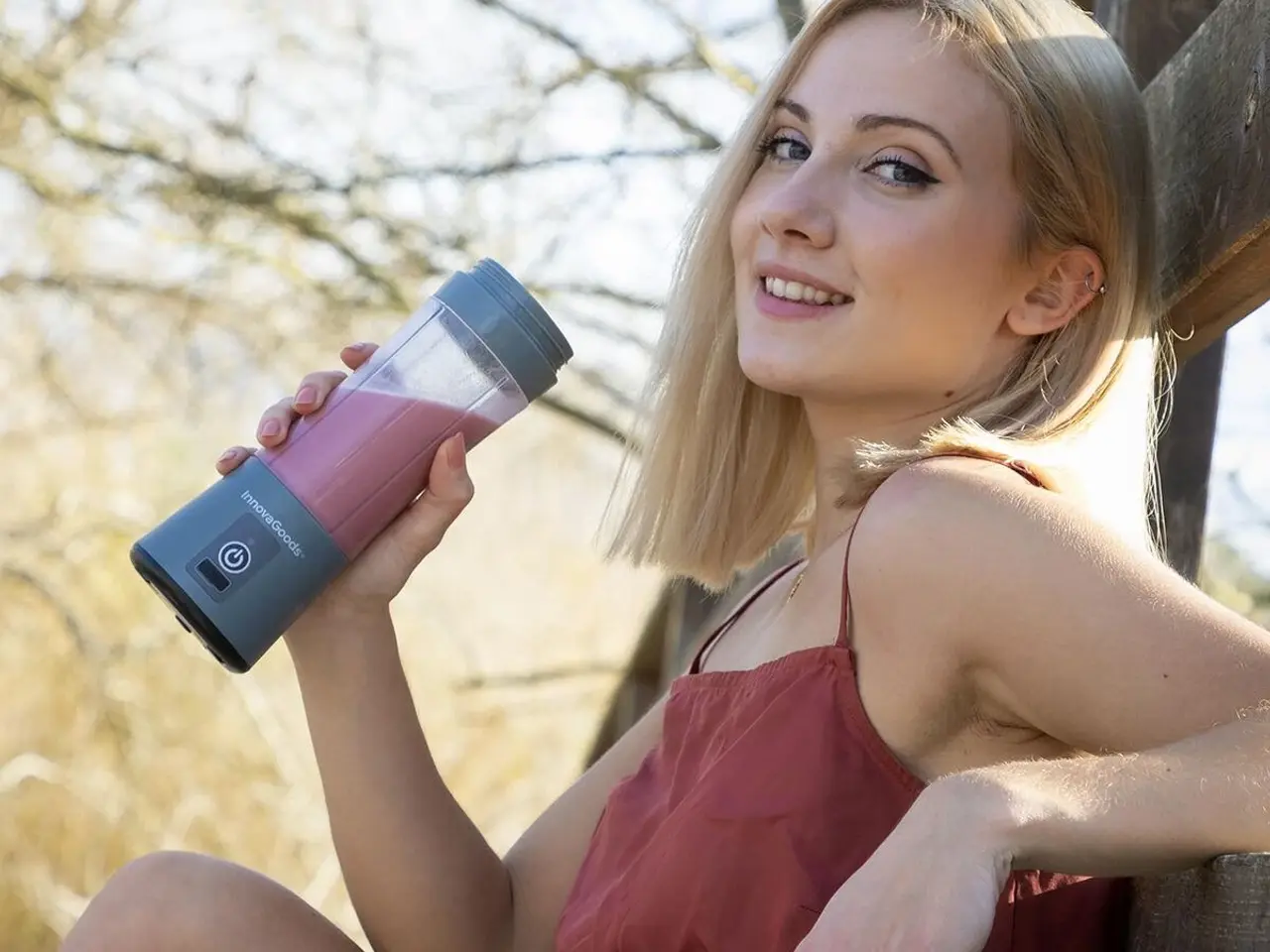 Billede 4 - Shakuit bærbar genopladelig glasblender 380 ml - grå