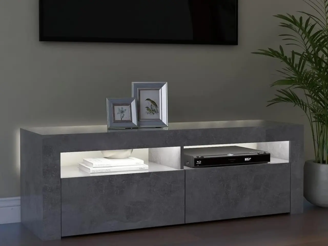 Billede 3 - Tv-bord med LED-lys 120x35x40 cm betongrå