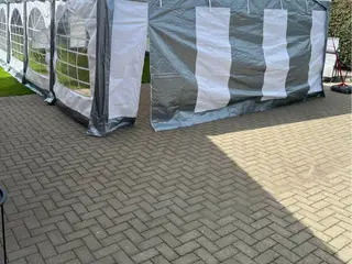 Partytelt, 5x10 m, PE 450-teltdug, Grå-hvid Flex