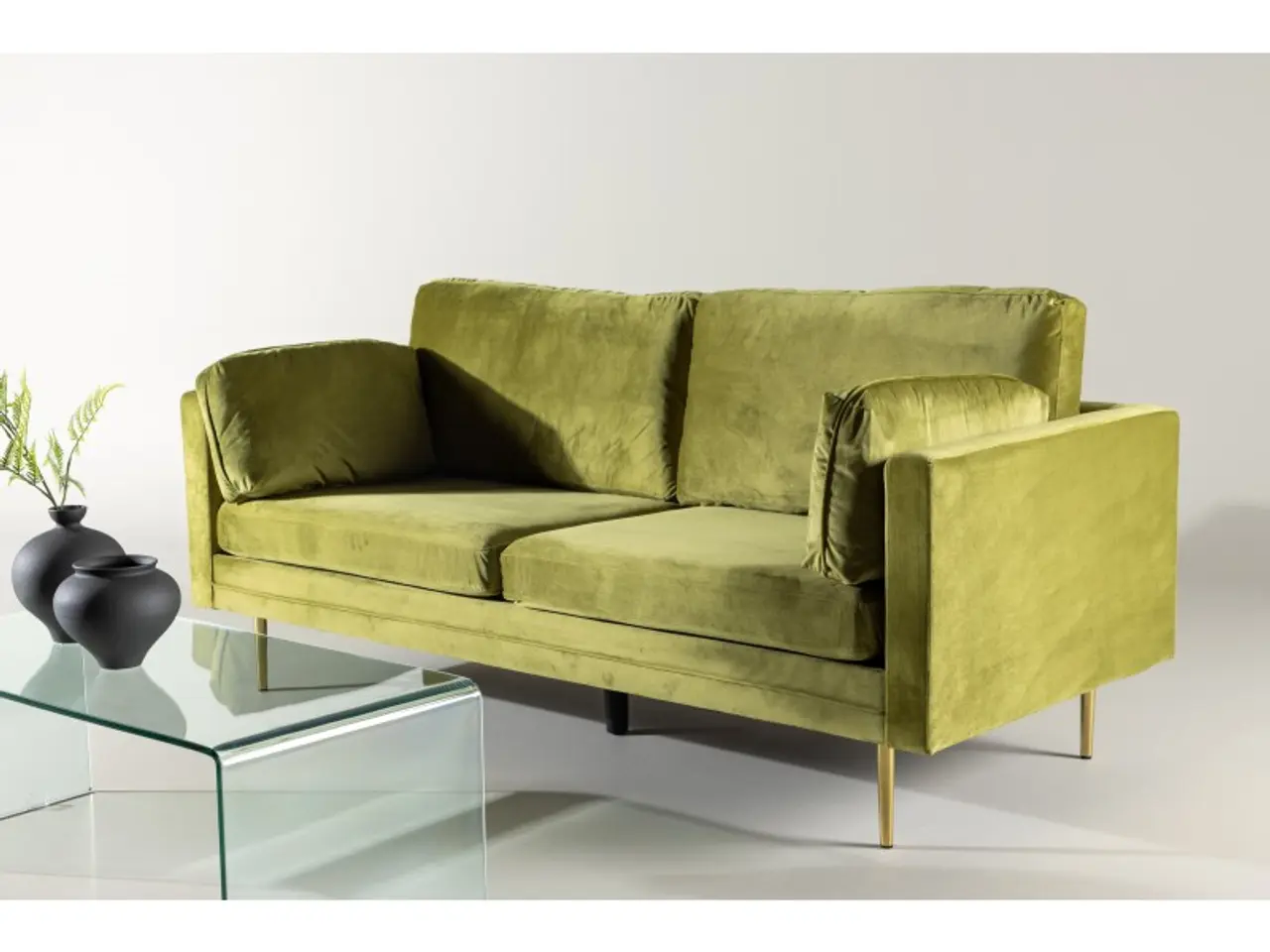 Billede 26 - Boom Sofa Grøn Velour med messingfarvet stålben