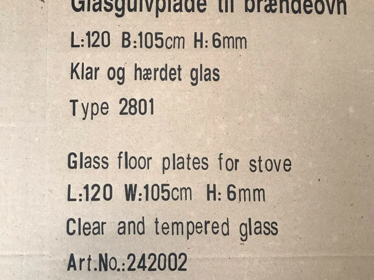 Billede 1 - Glas gulvplade til  brændeovn