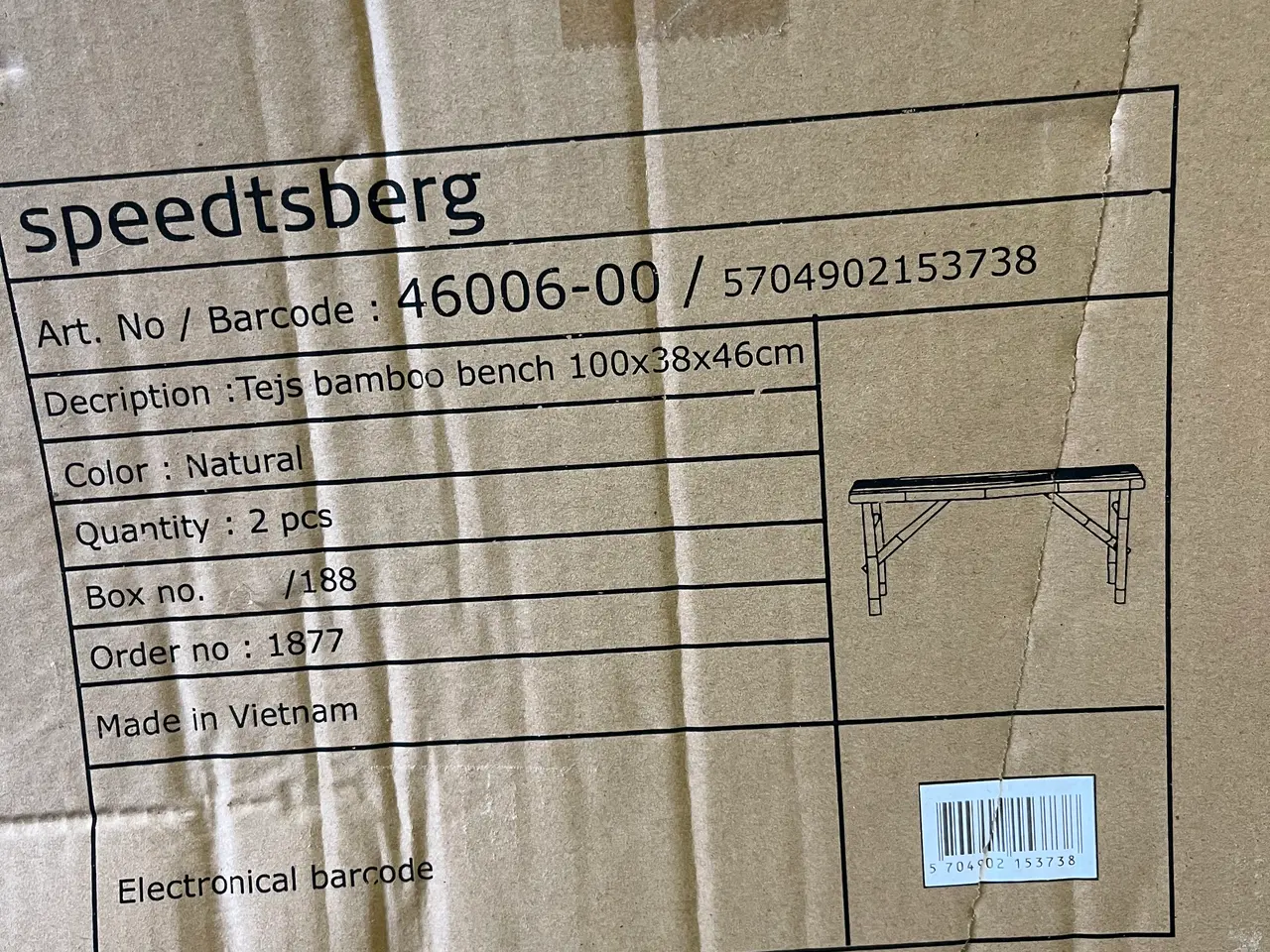 Billede 4 - Bord/bænk i solid bambus