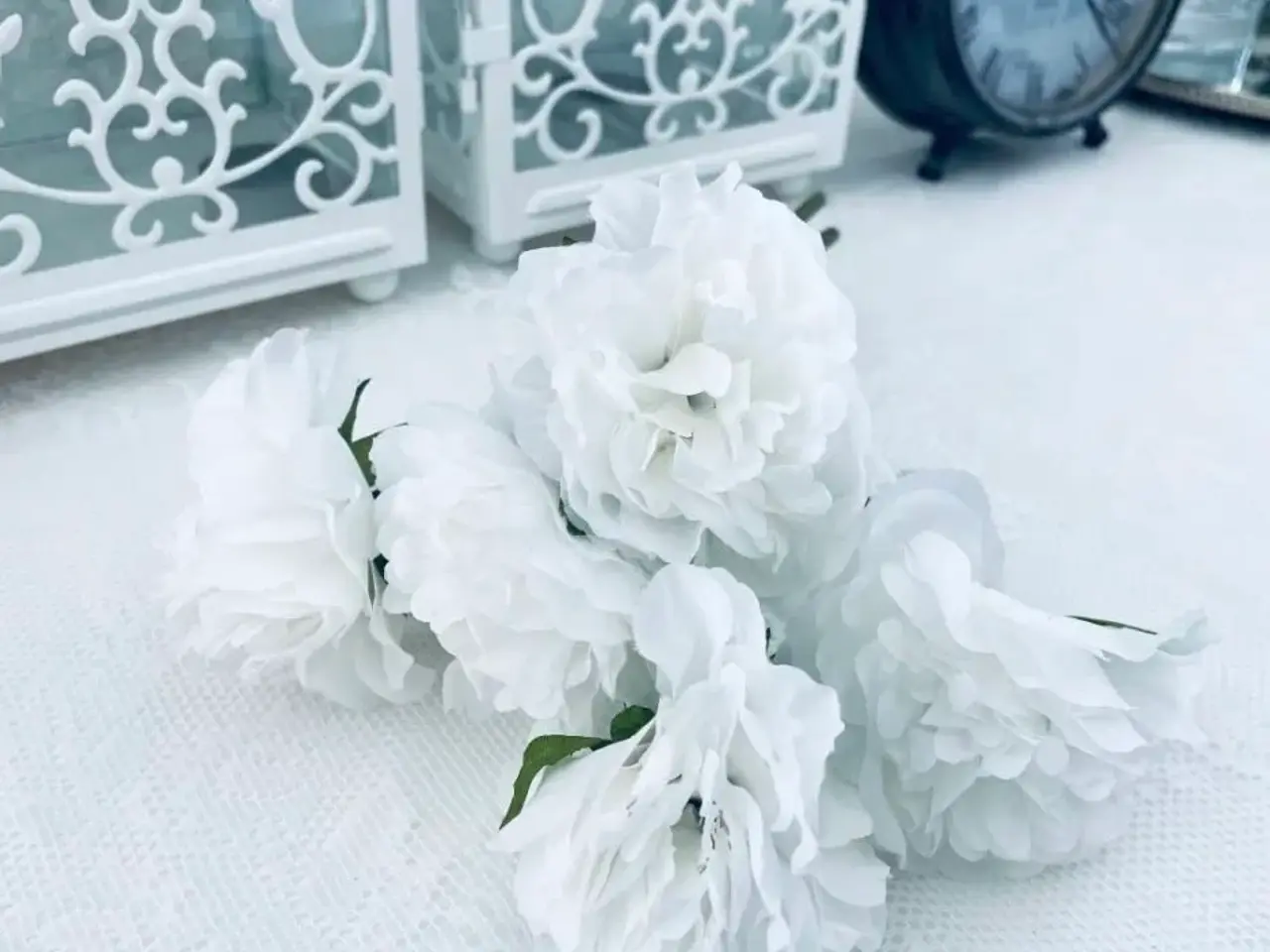 Billede 2 - Kunstig blomster hvide 5 stk